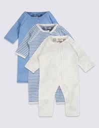 3 PURE SOFT COTTON SLEEPSUITS