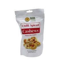 BABA FOODS CASHEW CHILLI SPICED  POUCH 100G