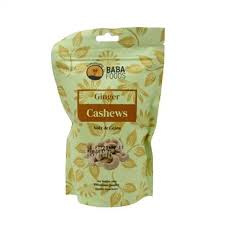 BABA FOODS CASHEW GINGER FLAVORED POUCH 100G