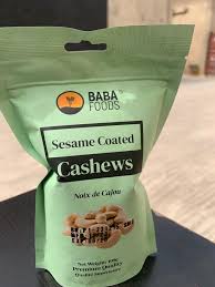BABA FOODS CASHEW SESAME COATED POUCH 100G