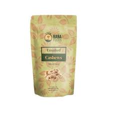 BABA FOODS CASHEW UNSALTED POUCH 100G
