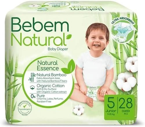 BEBEM WITH NATURAL JUMBO BABY DIAPER 5 JUNIOR 11-25KG