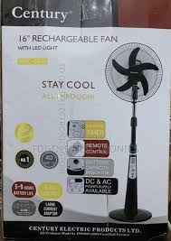 CENTURY 16" RECHARGEABLE FAN WITH LED LIGHT FRC-40-D