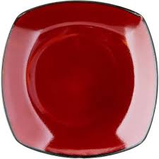 CERAMIC FLAT PLATE (BLACK N RED)