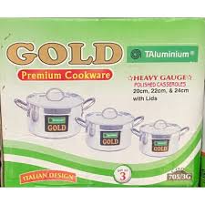 GOLD TALUMINIUM PREMIUM COOKWARE SET OF 3