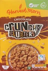 HARVEST MORN CHOCOLATE CRUNCHY CLUSTERS 500G.