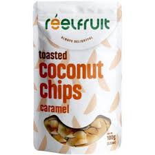 REEL FRUIT TOASTED COCONUT CHIPS CARAMEL 100G