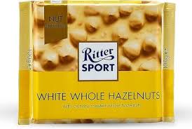 RITTER SPORT WHITE WHOLE HAZELNUTS 100G