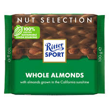 RITTER SPORT WHOLE ALMONDS 100G